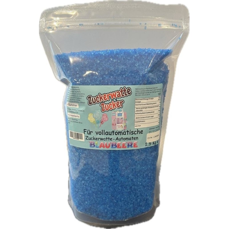 Blue coarse-grained sugar with blueberry flavor for cotton candy machines - 1,5 kg