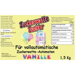 Großkörniger gelber Zucker mit Vanille Geschmack für Zucherwatten Maschinen - 1,5 kg