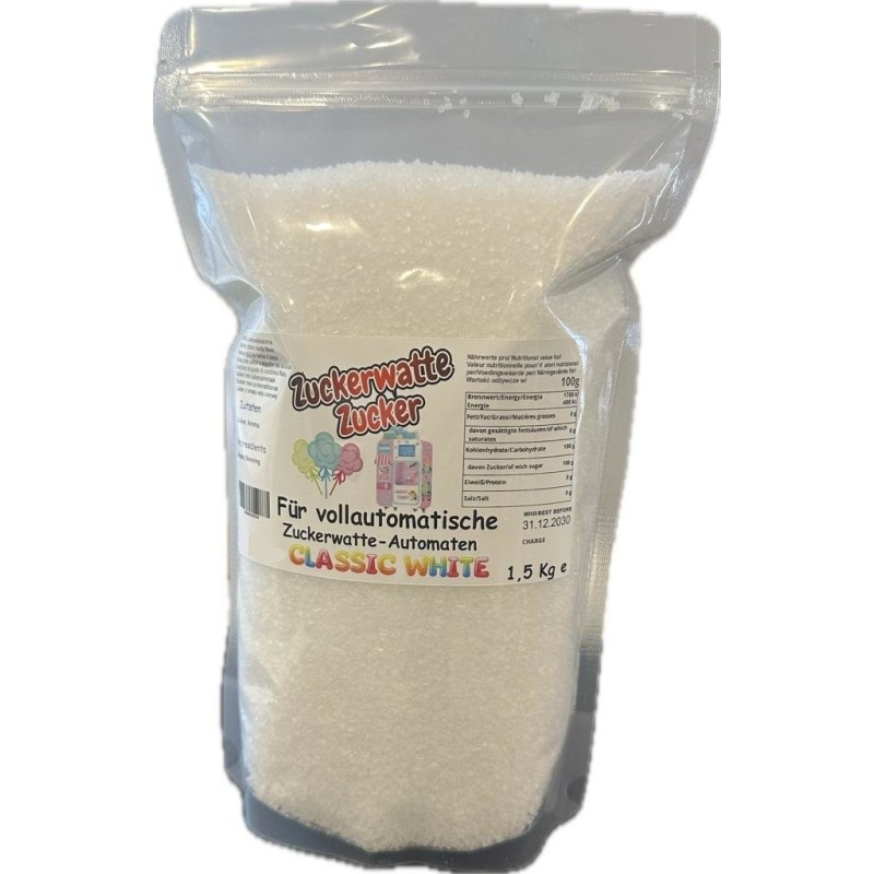 White coarse-grained sugar with cotton candy flavor for cotton candy machines - 1,5 kg