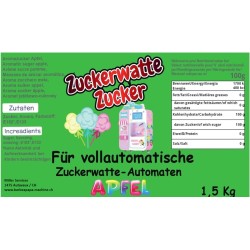 Großkörniger Grüner Zucker mit Apfel Geschmack für Zucherwatten Maschinen - 1,5 kg